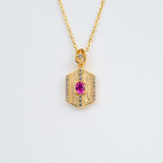 925 Silver Lab-Grown Ruby Pendant(P103R)
