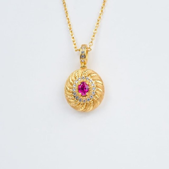 925 Silver Lab-Grown Ruby Pendant(P111R)