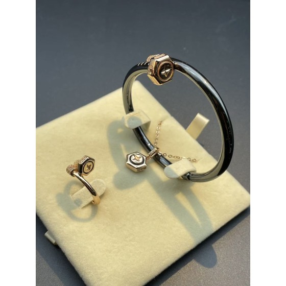 925 Silver Nano Ceramic Bangle Set（G-TC-2245BL)
