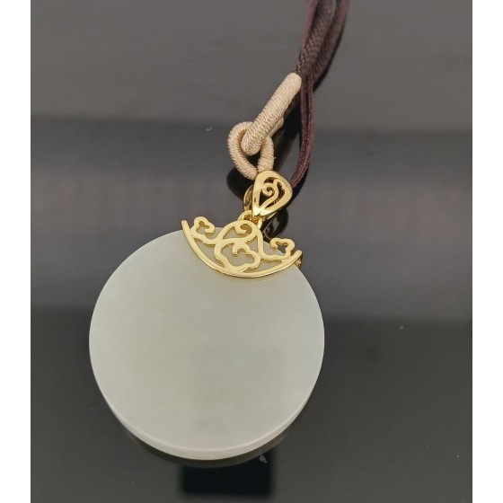 S925 Silver Jade Yellow Gold Plated Pendant（P0041)