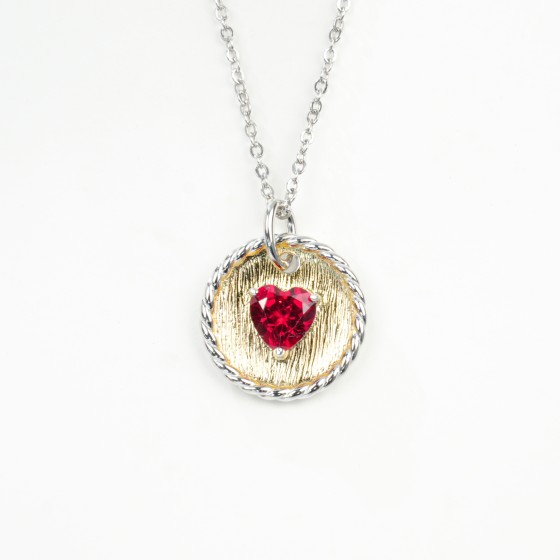 925 Sterling Silver Lab-Grown Ruby Necklace(P0897R)