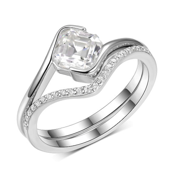 Sterling 925 Silver Moissanite Ring L-MR0048-1