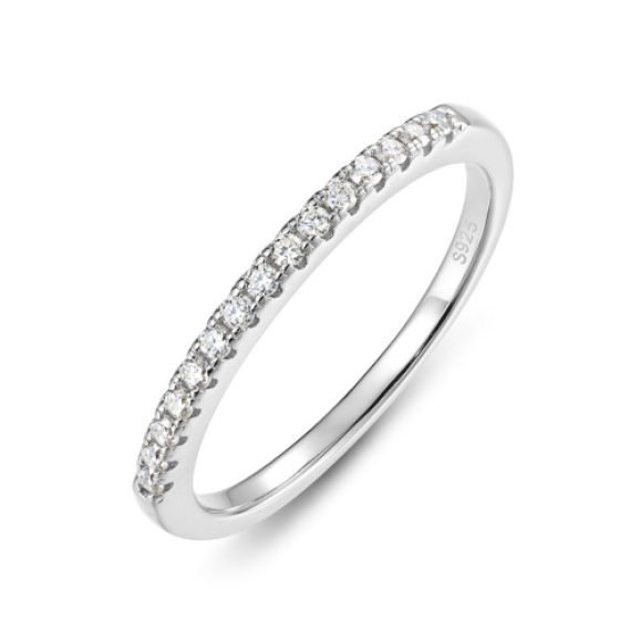 Sterling 925 Silver Moissanite Ring L-MR0219-1.3MM