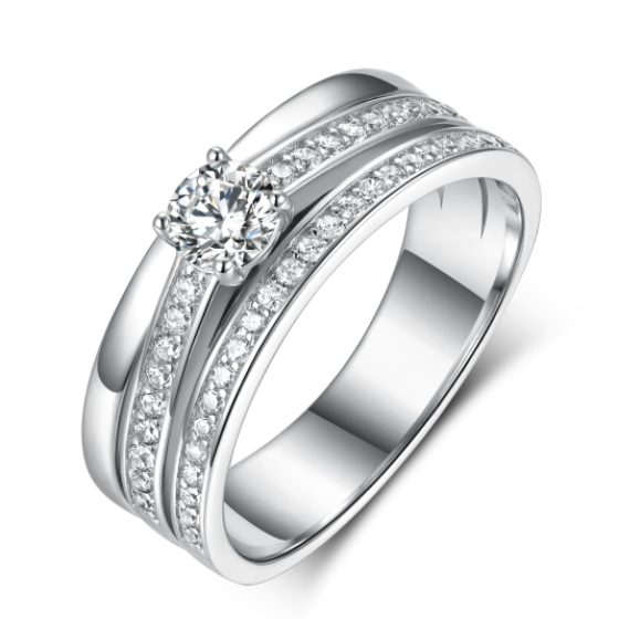 Sterling 925 Silver Moissanite Ring L-MR0057