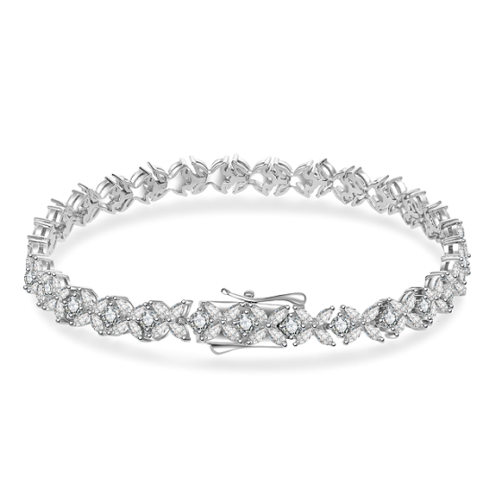 Sterling 925 Silver Moissanite Bracelet L-MB0032-18CL-M