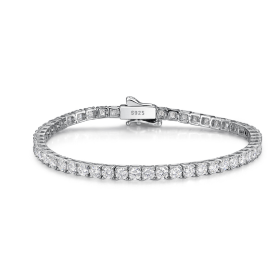 Sterling 925 Silver Moissanite Bracelet L-MB0013-6.5-17CL-M