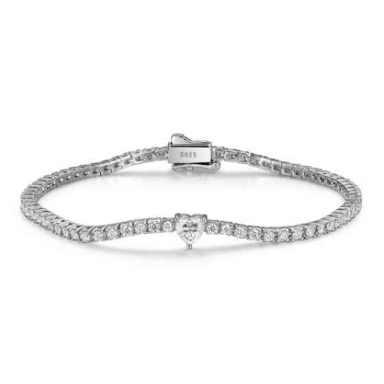 Sterling 925 Silver Moissanite Bracelet L-MB0014-0.033CT*16.5CL-M