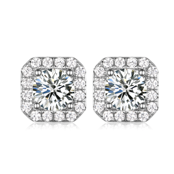 Sterling 925 Silver Moissanite Earrings L-ME0029-8.0