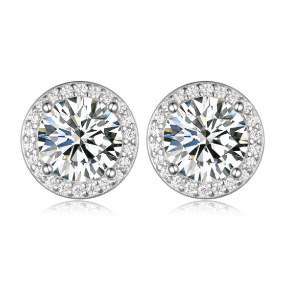 Sterling 925 Silver Moissanite Earrings L-ME0030-8.0