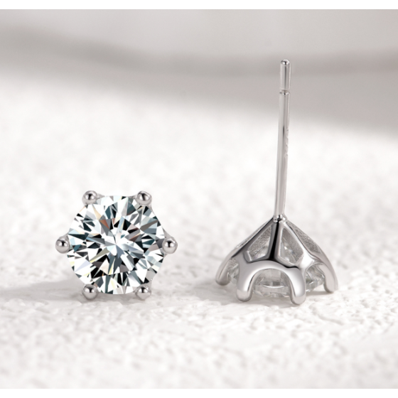 Sterling 925 Silver Moissanite Earrings L-ME0033-8.0