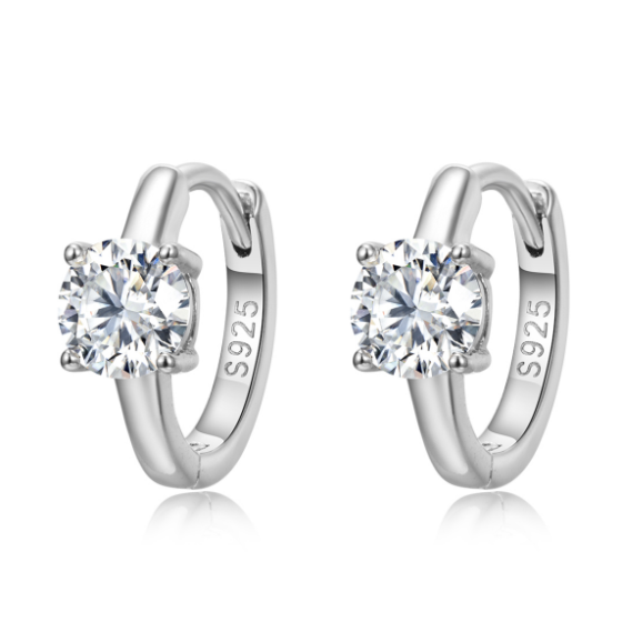 Sterling 925 Silver Moissanite Earrings L-ME0045-8.0