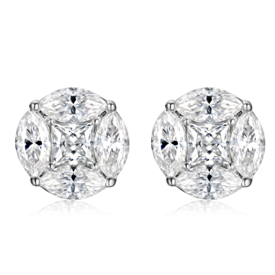 Sterling 925 Silver Moissanite Earrings L-ME0050-12.5L-ML-M
