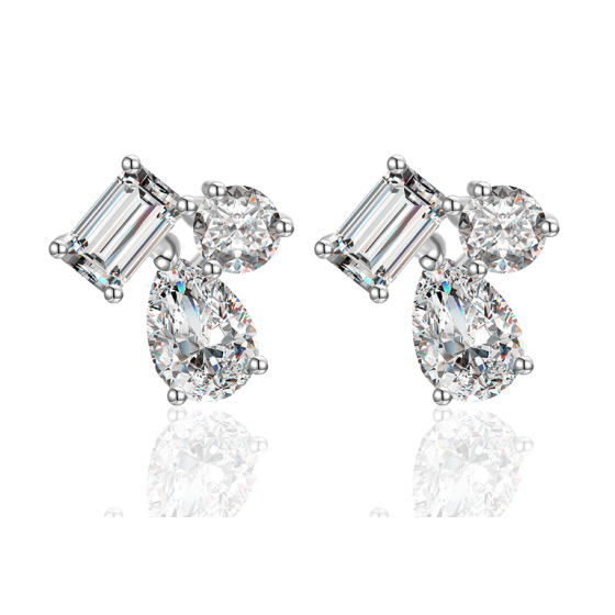 Sterling 925 Silver Moissanite Earrings L-ME0074-3.6CT