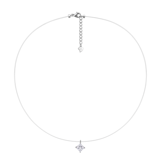 Sterling 925 Silver Moissanite Necklace L-MP0048-5.5*5.5