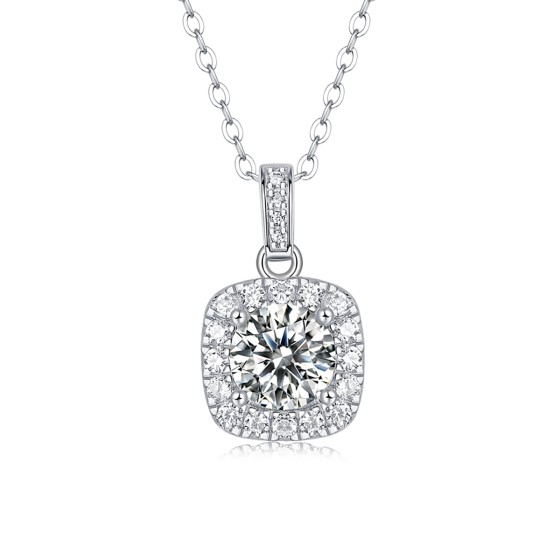 Sterling 925 Silver Moissanite Necklace L-MP0002-9.0