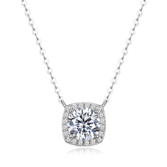Sterling 925 Silver Moissanite Necklace L-MP0062-6.5