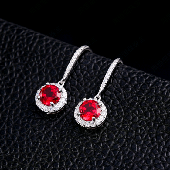 Lab Ruby Earrings (ZHF-E1445R)
