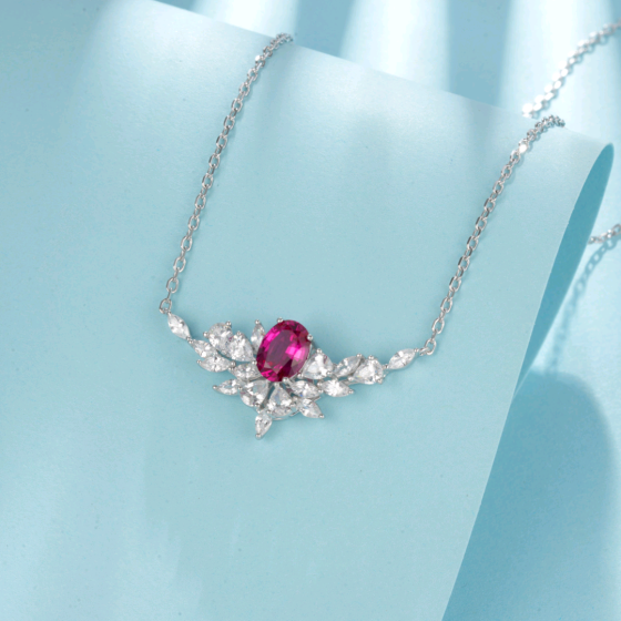Lab Ruby Necklace (ZHF-P1474R)
