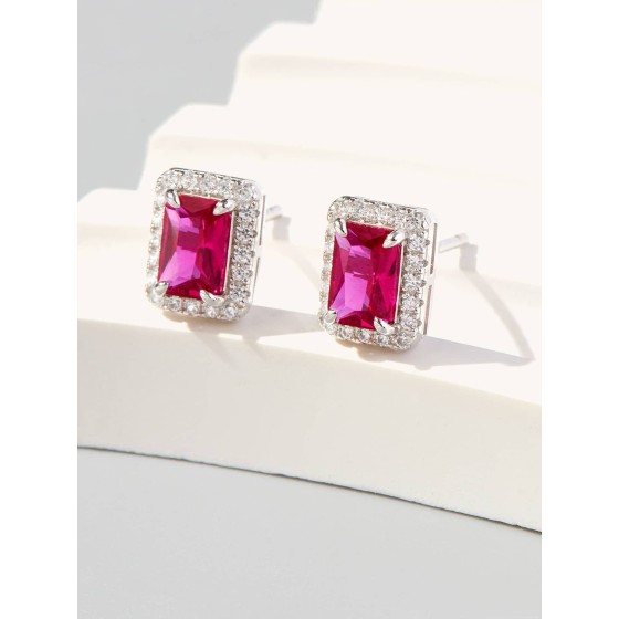 Lab Ruby Earrings (ZHF-678R)