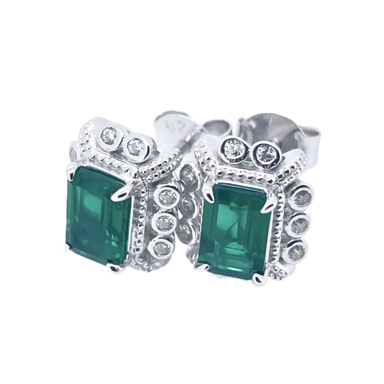 Green Syn Glass Earrings (ZHF-E1628)
