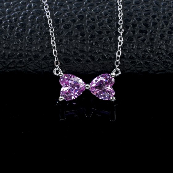 s925 Sterling Silver Lab-Grown Padparadscha Sapphire Necklace(ZHF-P1688HR)