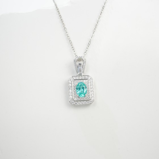 925 Sterling Silver Paraiba Color Garnet Necklace (P5003SK)