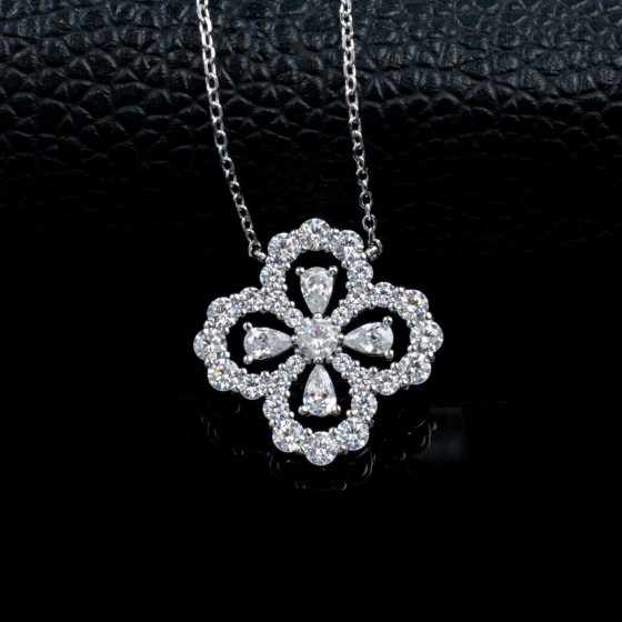 925 Sterling Silver Cubic Zirconia Necklace (P0714G)XL004