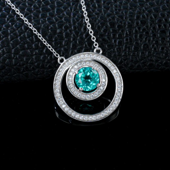 925 Sterling Silver Paraiba Color Garnet Necklace (N2020273SK)