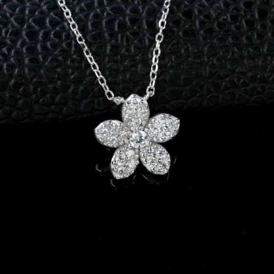925 Sterling Silver Cubic Zirconia Necklace (P0879)