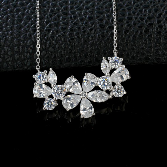 925 Sterling Silver Cubic Zirconia Necklace(P0891)