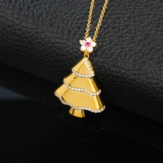 925 Sterling Silver Necklace, Yellow Gold Plated (YXP0899)