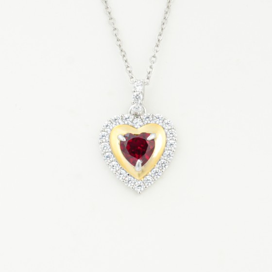 925 Sterling Silver Lab-Grown Ruby Necklace(YP0896R)