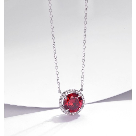 925 Sterling Silver Lab-Grown Ruby Necklace(ZHF-XYP07R)
