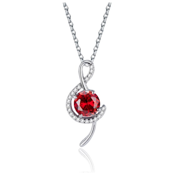 925 Sterling Silver Lab-Grown Ruby Necklace(ZHF-P1713R)