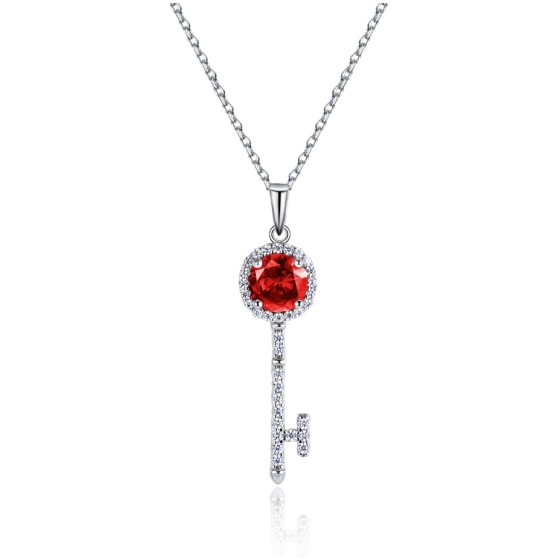 925 Sterling Silver Lab-Grown Ruby Necklace(ZHF-P1720R)