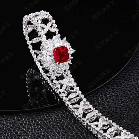 925 Silver Lab-Grown Ruby Choker (ZHF-P1491R)